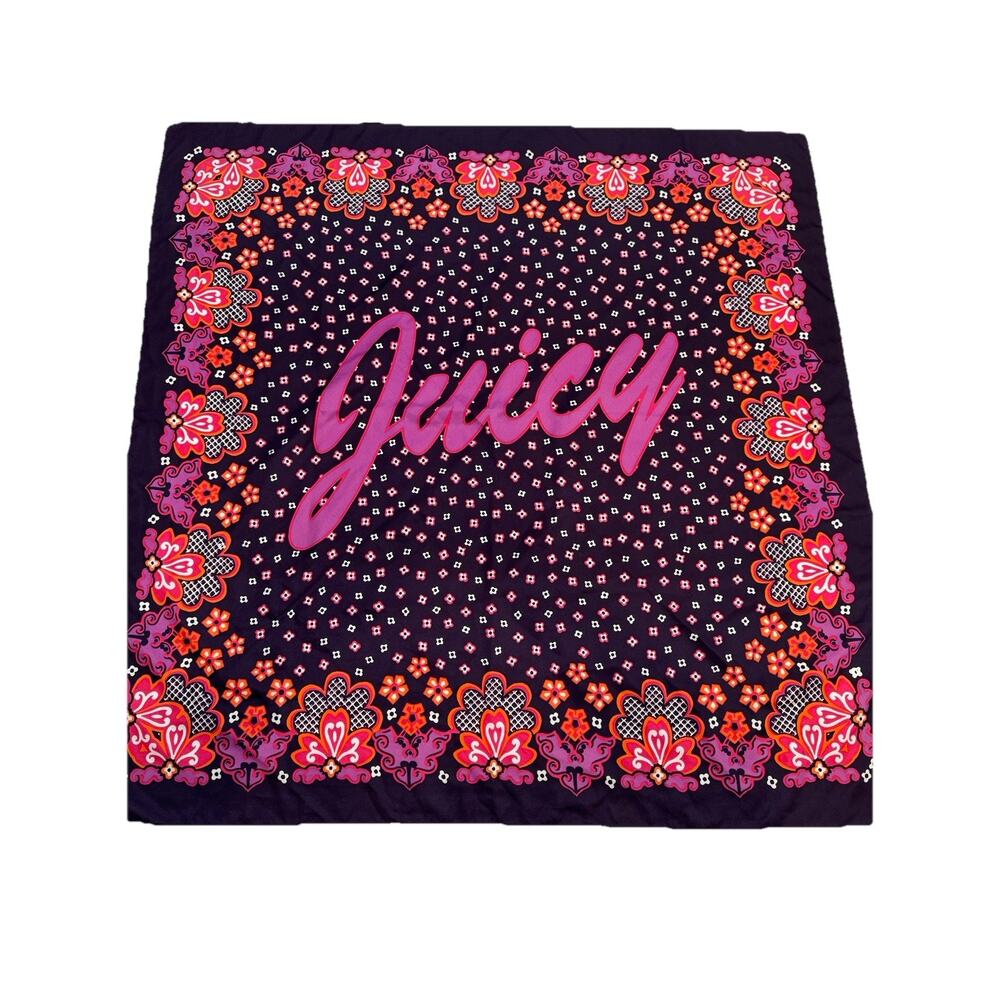 Juicy Couture Purple Print Scarf Purse Accessory Classic Eclectic Preppy